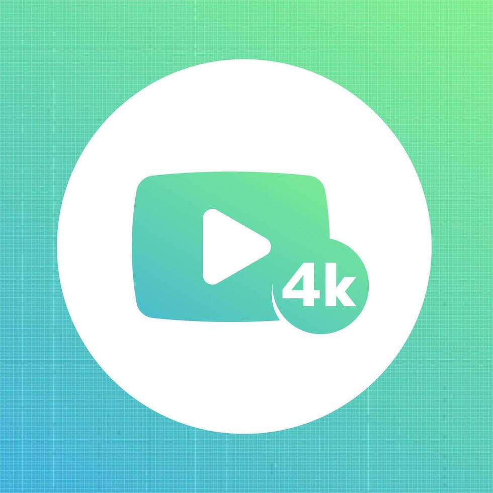 4K content icon, sign isolated over white, illustration vector