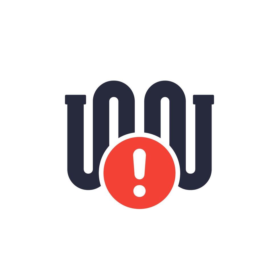 pipe with problem icon on white vector