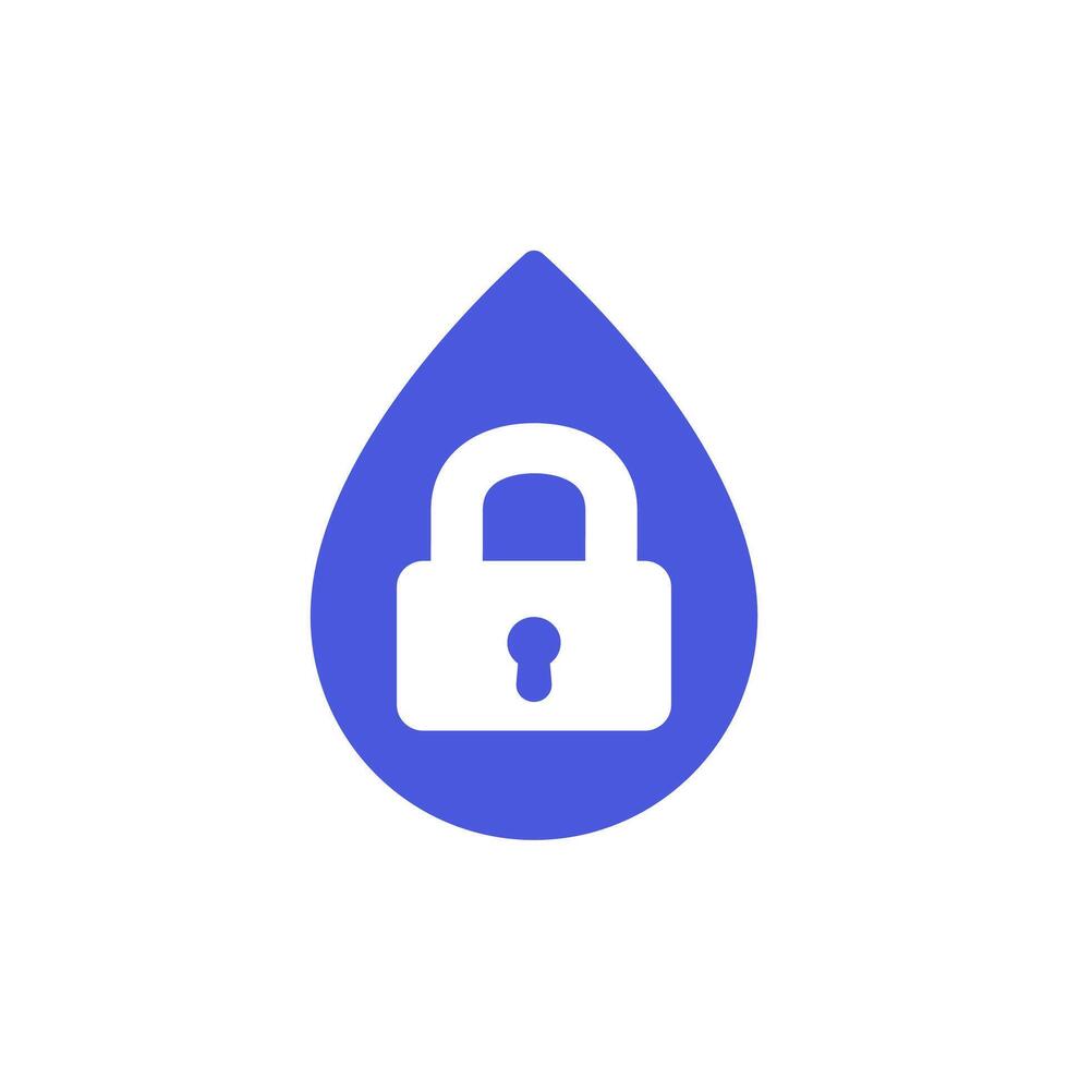 Water lock icon with a drop vector
