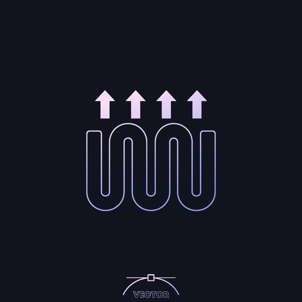 underfloor heating icon with pipe, vector