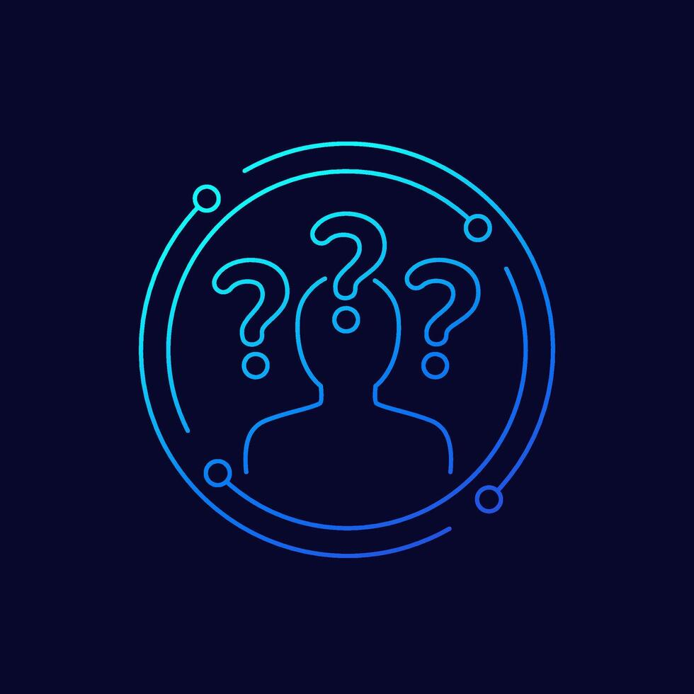 Confusion or doubt icon, linear design vector