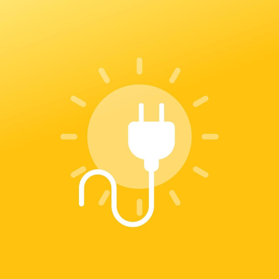 electric plug and sun icon, solar energy design vector