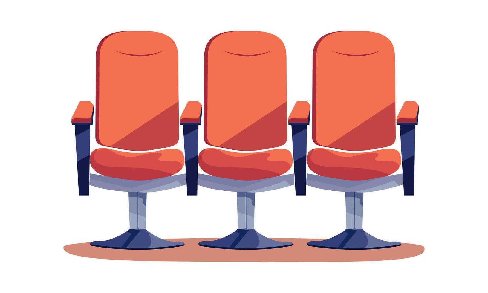 Red chairs to watch the movie. A movie ticket. Isolated on white background. Horizontal banner in flat style. illustration vector