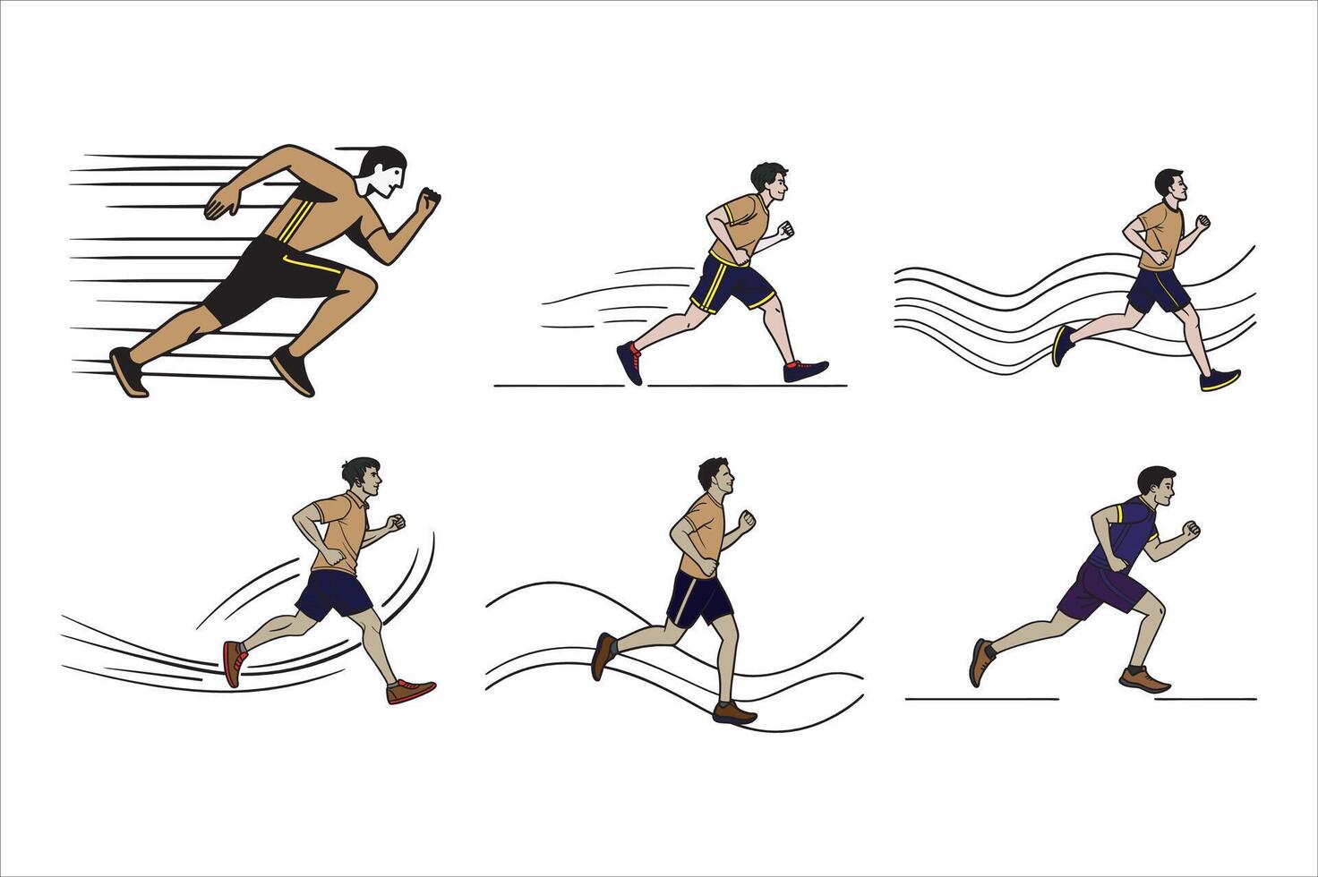 Running and exercise icons, perfect for fitness-related projects, sports apps, health campaigns, training guides, gym promotional materials vector