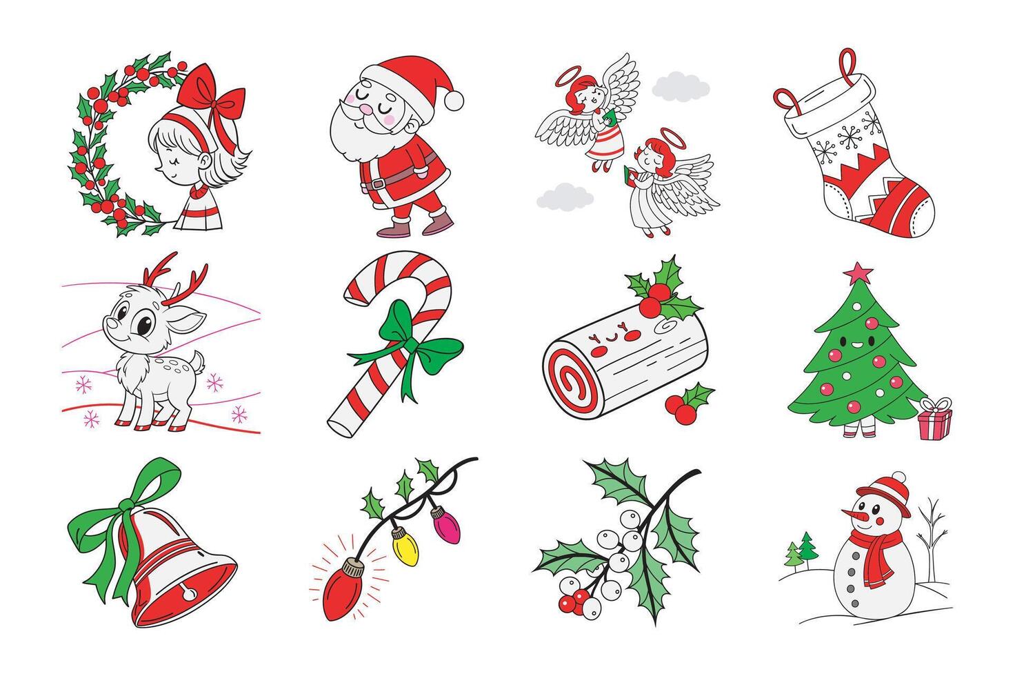 12 Item elegant Christmas Icon Set. Festive and Decorative Holiday Collection 5 vector