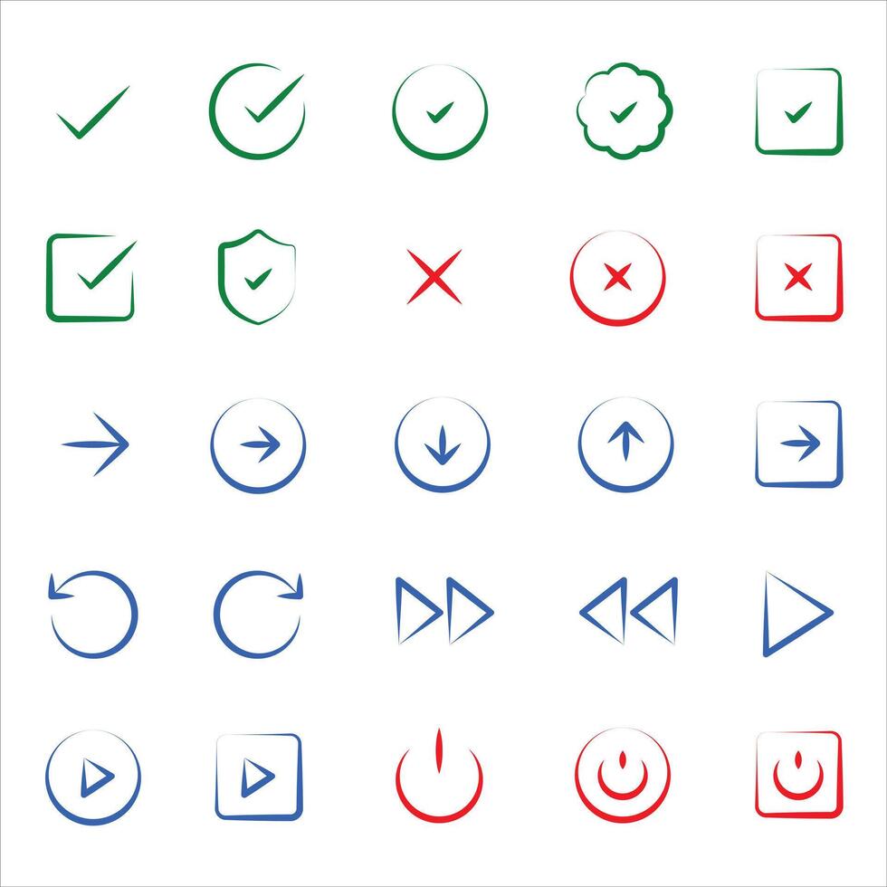 controlar, cruz, entrar y poder con diferente forma ilustración vector