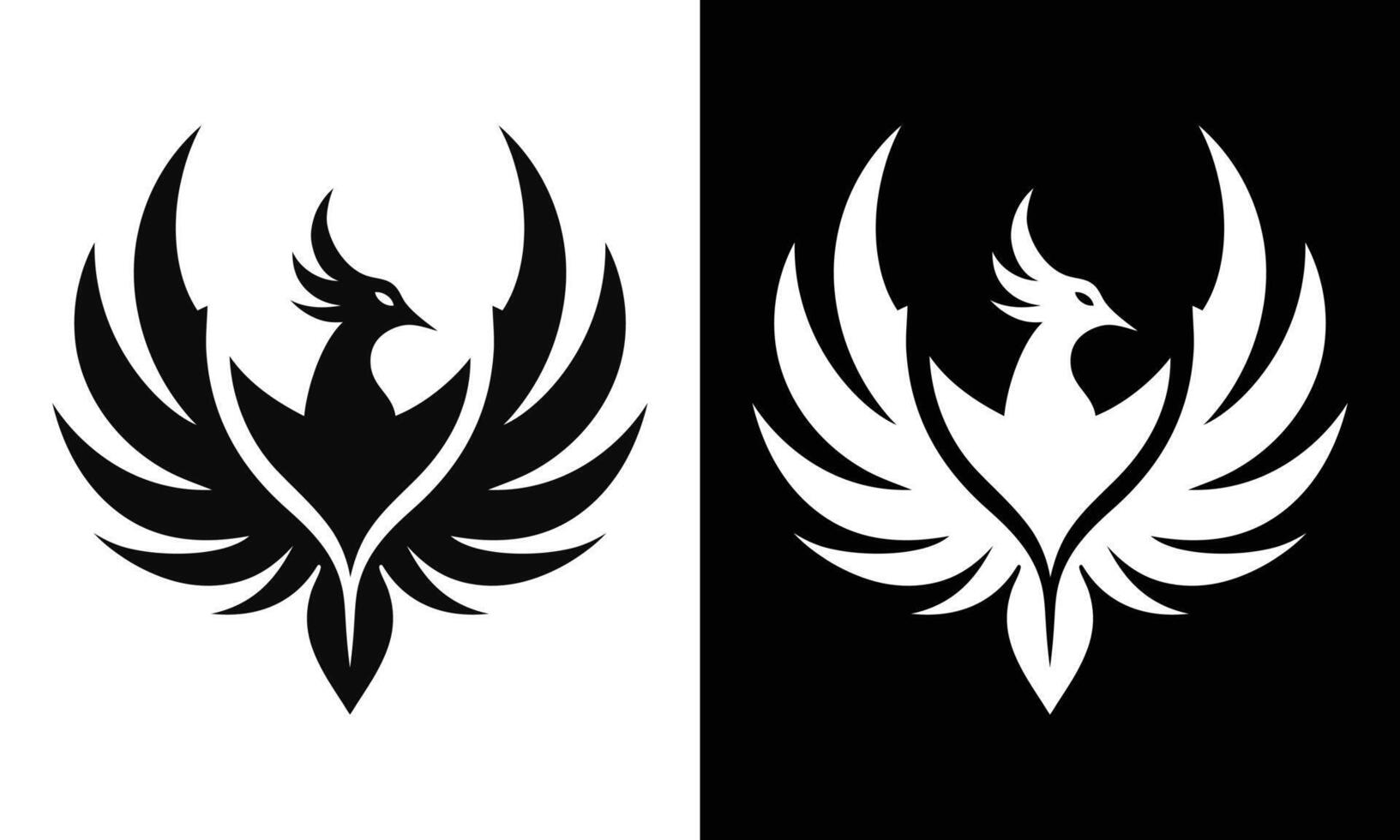 Phoenix bird with open wings logo vector