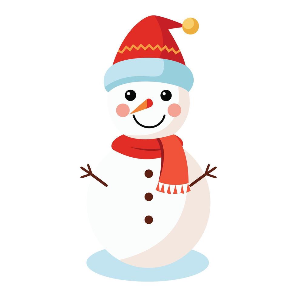 Merry Christmas Snowman with Santa Claus hat vector