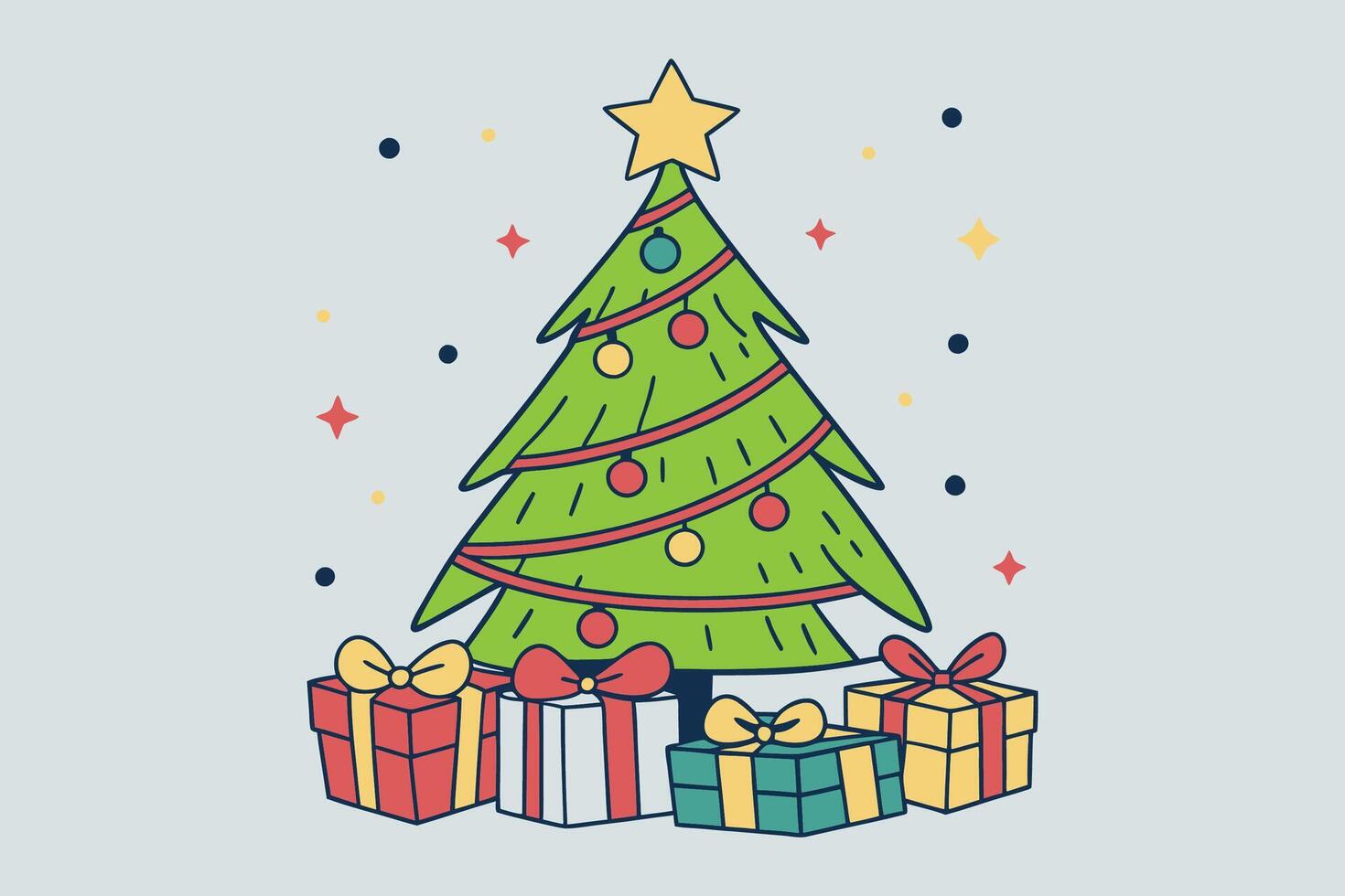A Tree Full of Festive Wonders vector