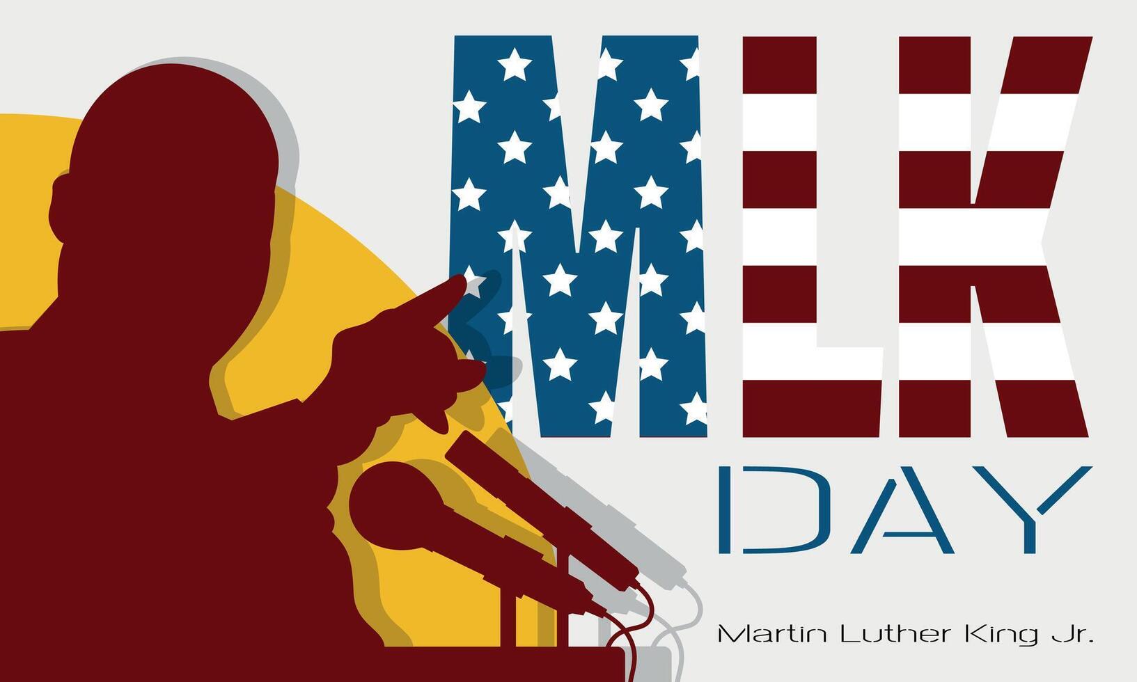 MLK Martin Luther King Jr Day poster with a silhouette image of him giving a speech vector