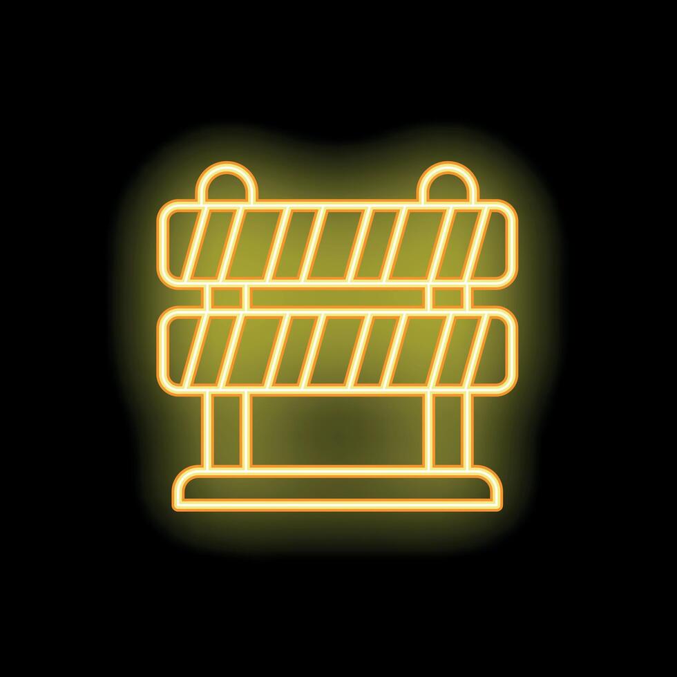 Glowing neon icon of construction barrier for website or app vector