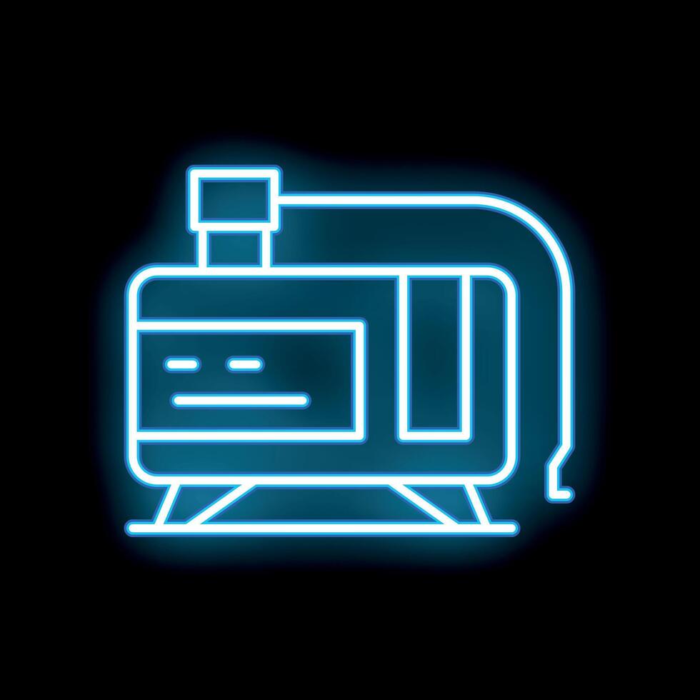 Neon sign of a train passing by on a black background vector
