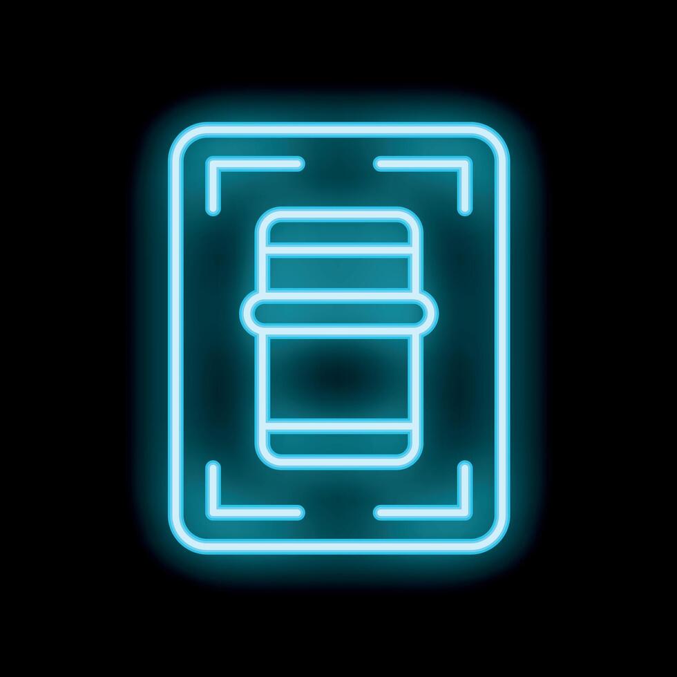 Neon icon of a smartphone being scanned by facial recognition software vector