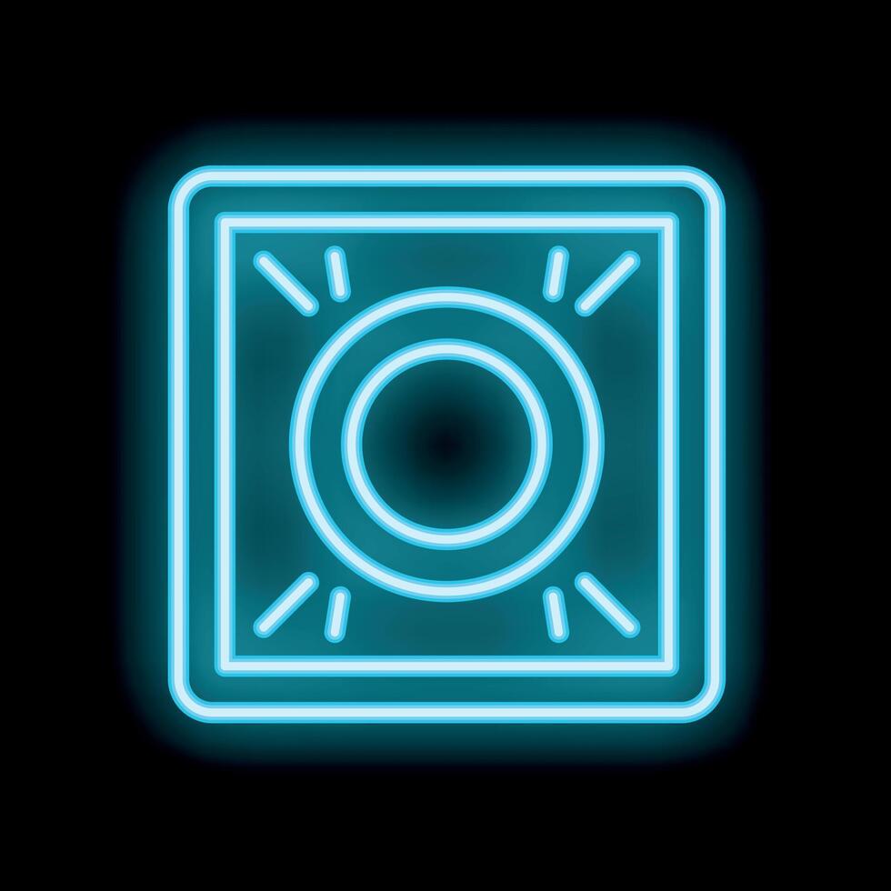 Neon icon of a fire alarm system flashing blue light vector
