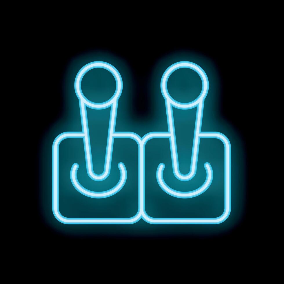 Two microphones forming a podcast logo with neon light effect vector