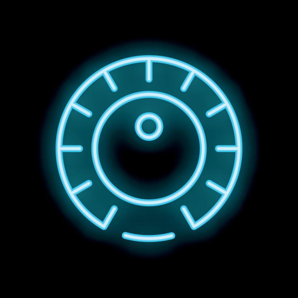 Blue neon vault door glowing on black background vector