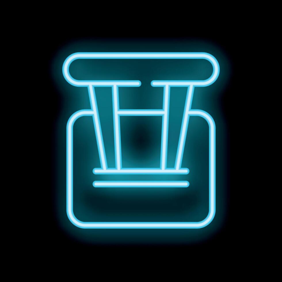 Neon icon of toaster oven glowing on dark background vector
