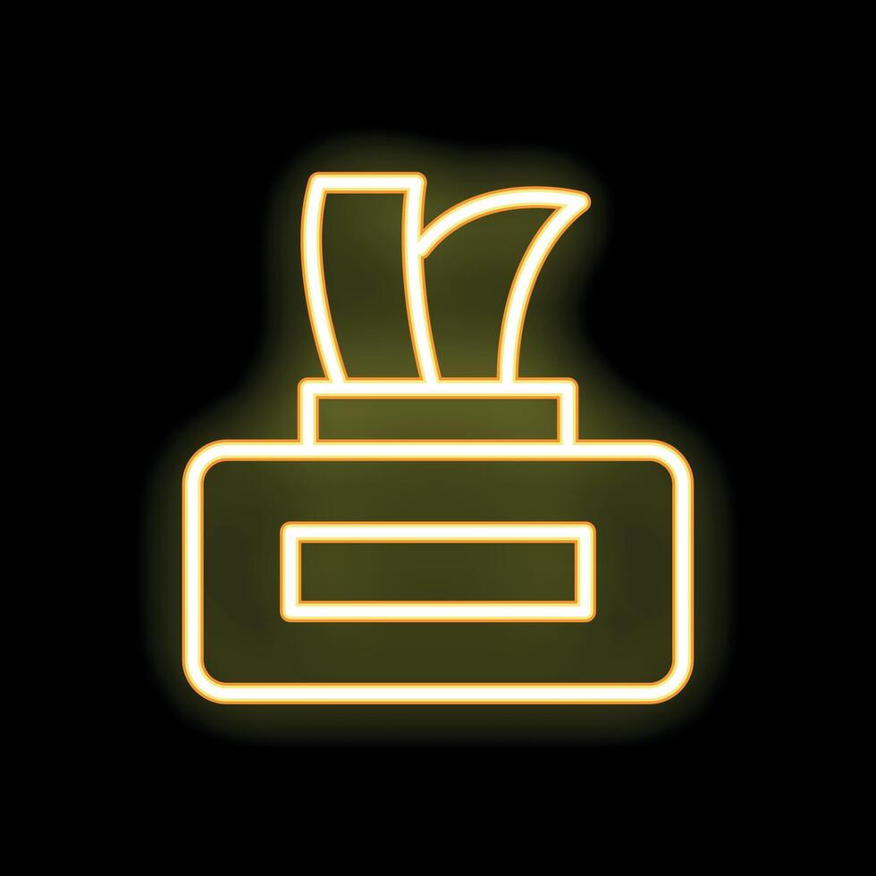 Yellow glowing neon line wet wipes pack icon isolated on black background vector