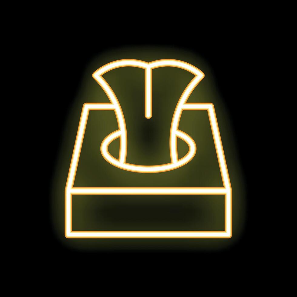 Neon icon of tissues coming out of a tissue box vector