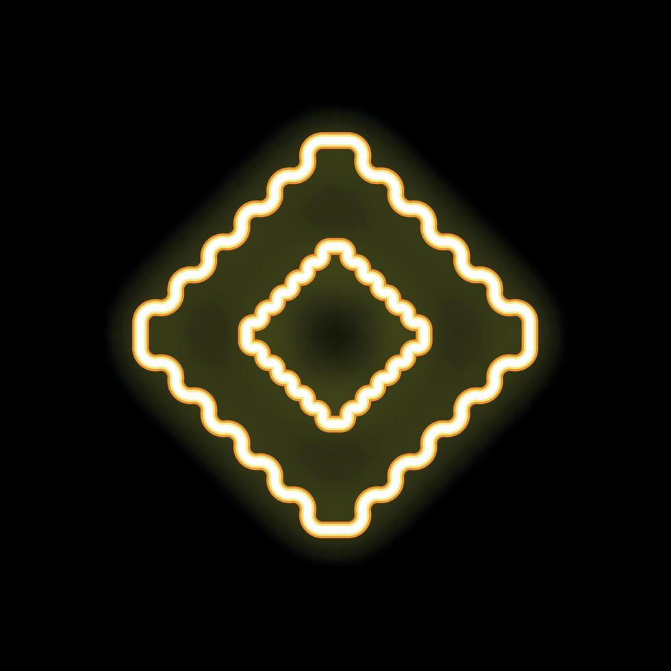 Neon yellow abstract geometric shape glowing in the dark vector