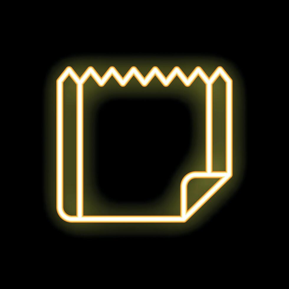 Neon yellow document icon glowing on black background vector