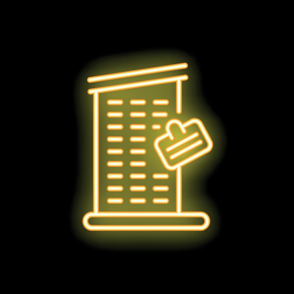 Neon sign of office building with briefcase representing business and work vector