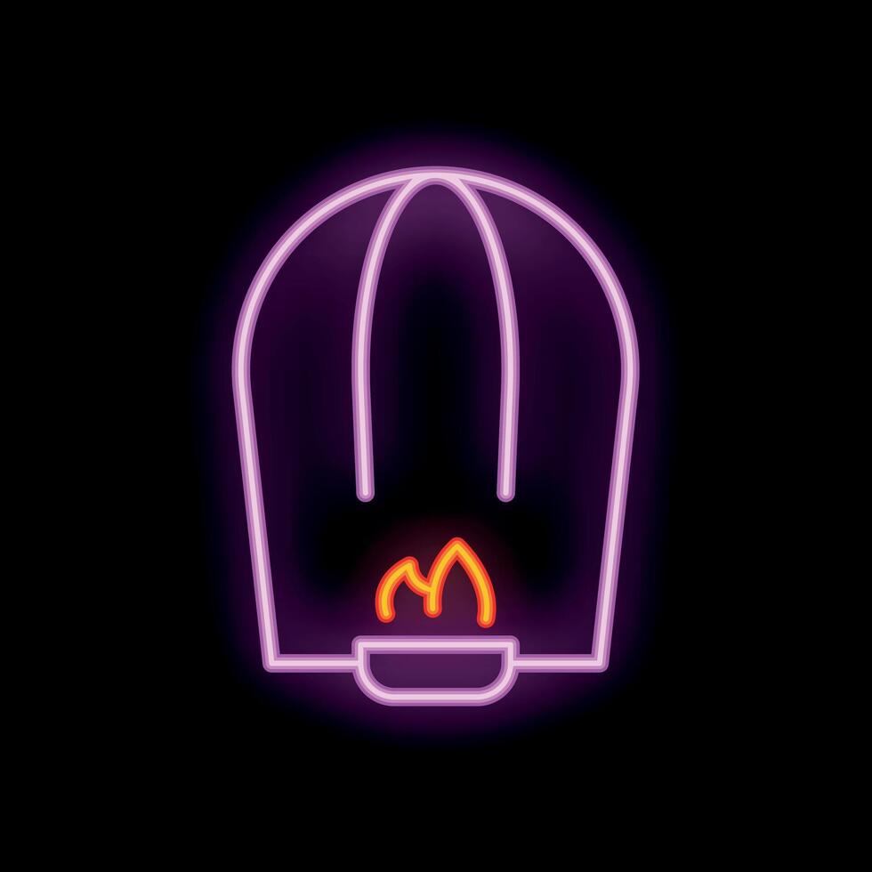 Neon sign of traditional chinese paper lantern floating in night vector