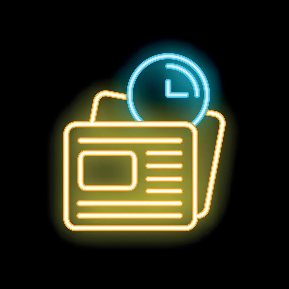 Neon sign representing breaking news happening on a tight schedule vector