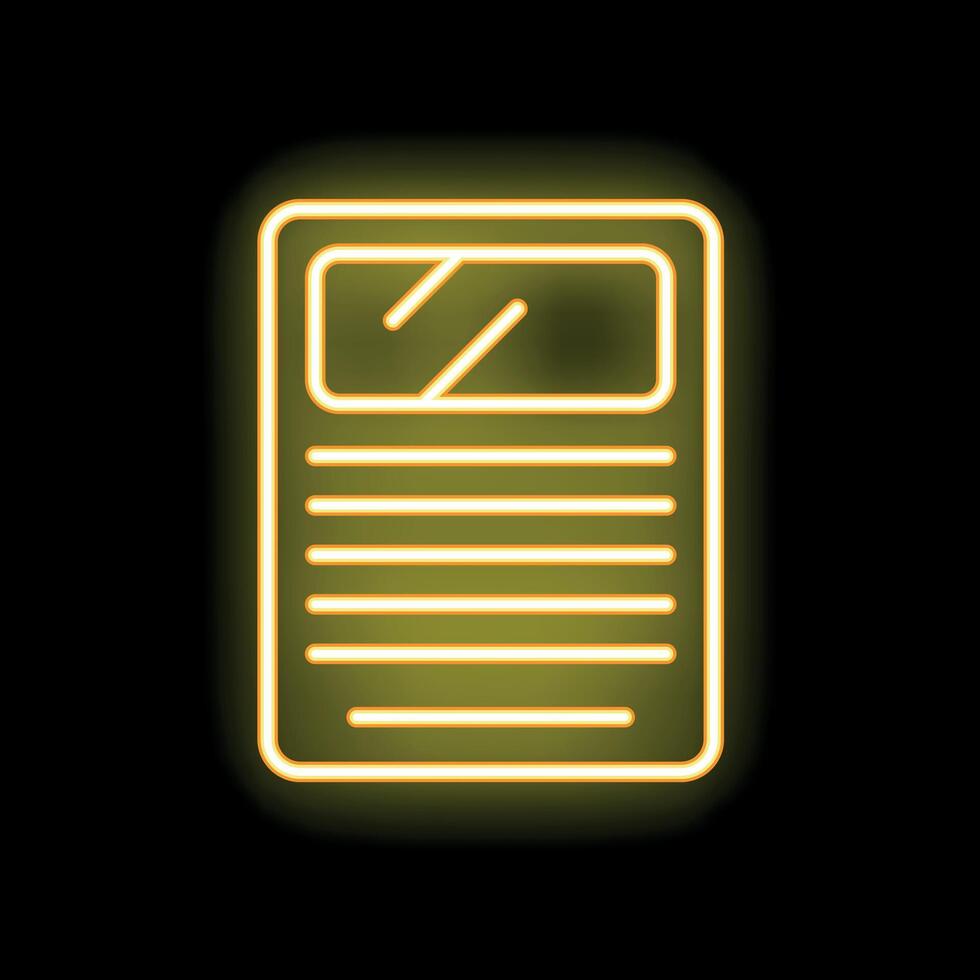 Yellow neon sign depicting a smartphone on black background vector