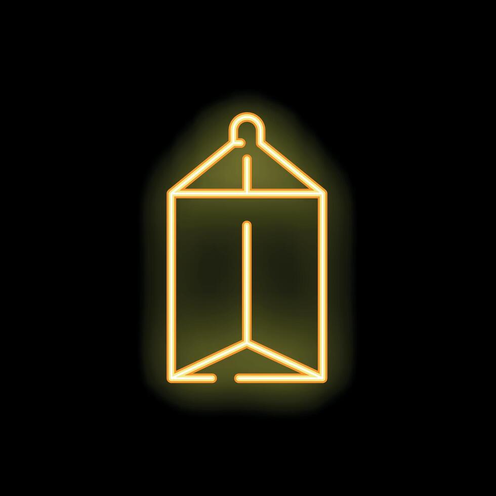Neon sign of milk carton glowing on black background vector