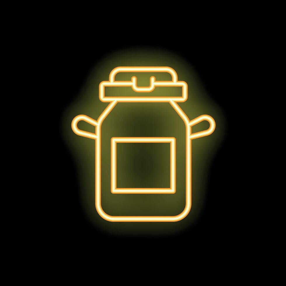 Neon icon of milk can shining on black background vector