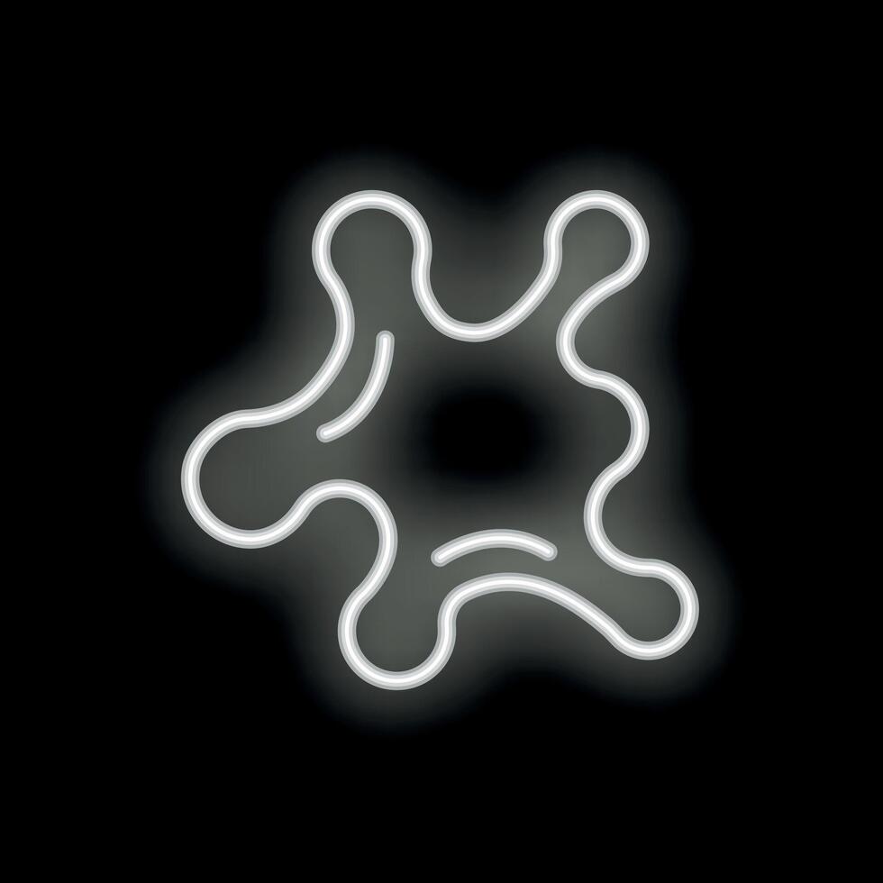 White neon sign showing an amoeba on black background vector