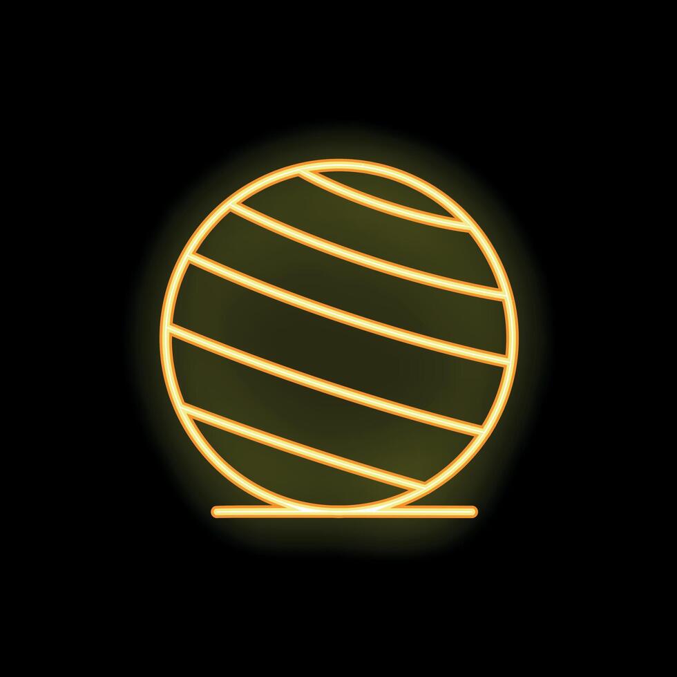 Neon fitness ball glowing on dark background vector