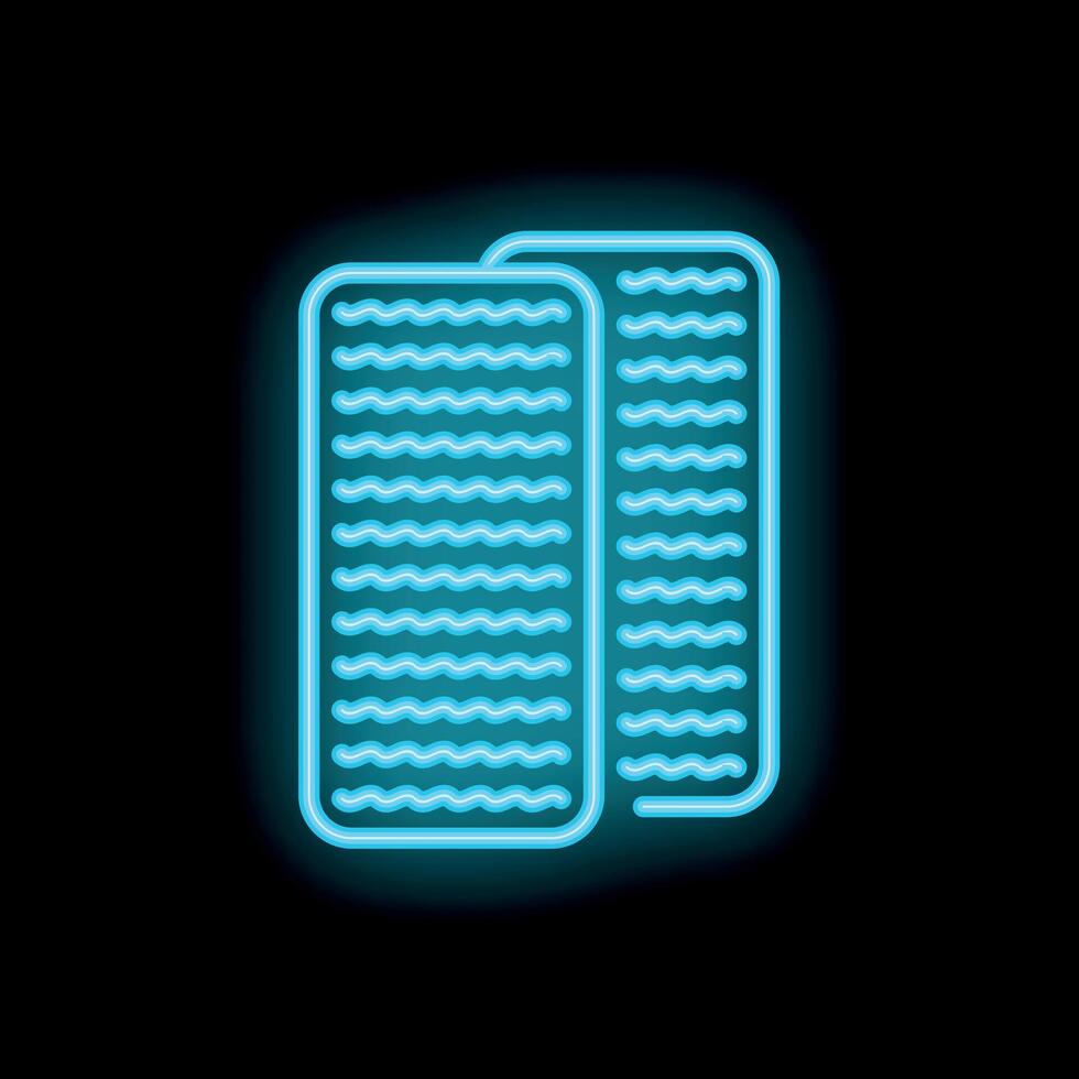 Blue neon sign representing two matzah on black background vector