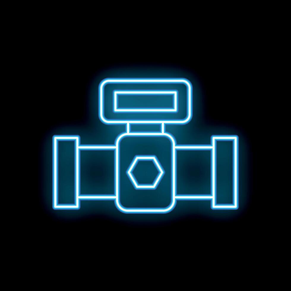 Blue glowing neon line gas meter icon isolated on black background vector