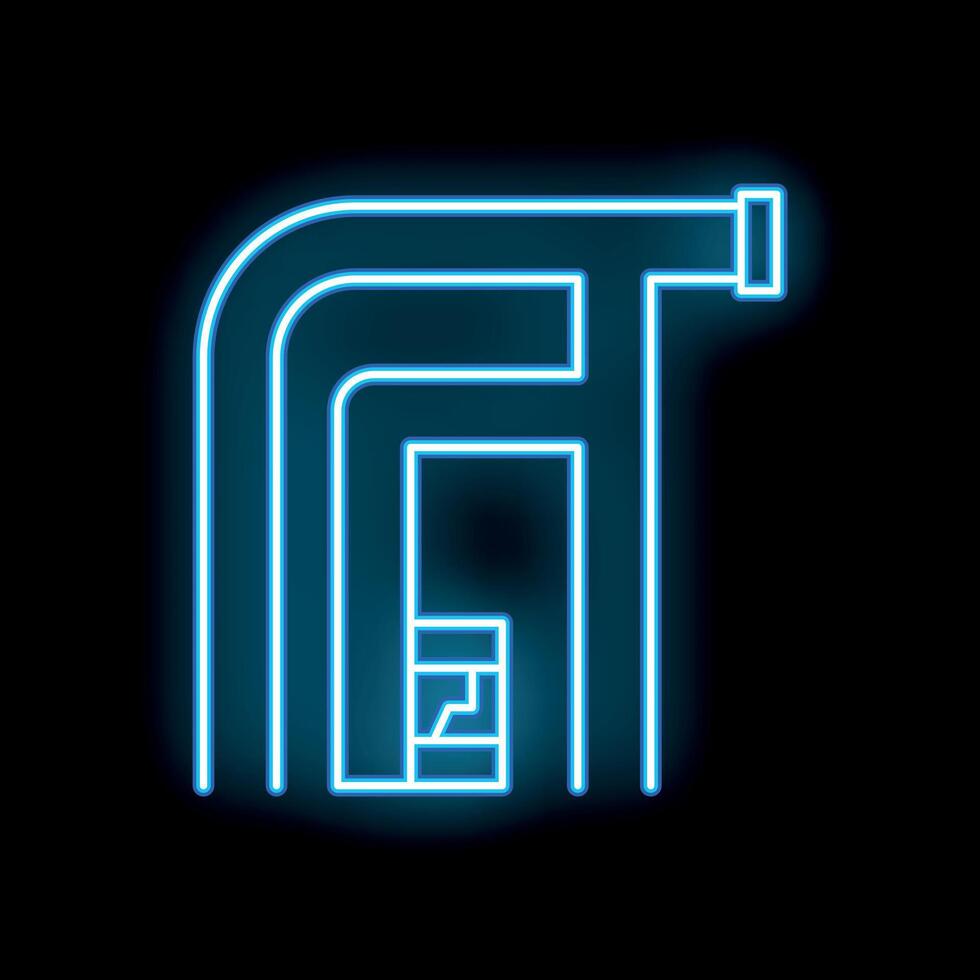 Glowing neon line air conditioner outdoor unit icon isolated on black background vector