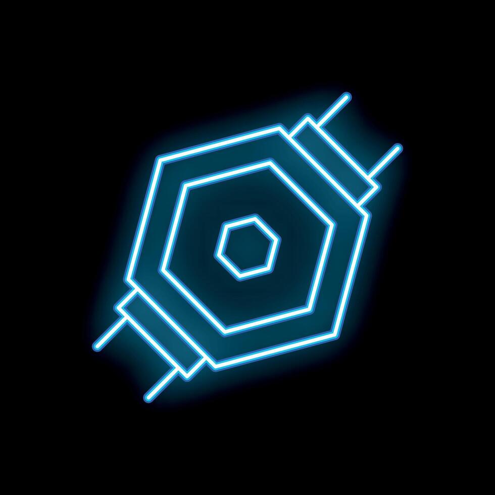 Neon blue hexagon pattern glowing on black background vector