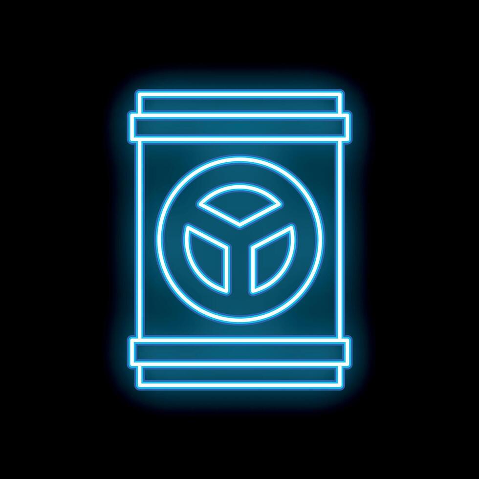 Neon blue radioactive waste in container icon glowing on black background vector