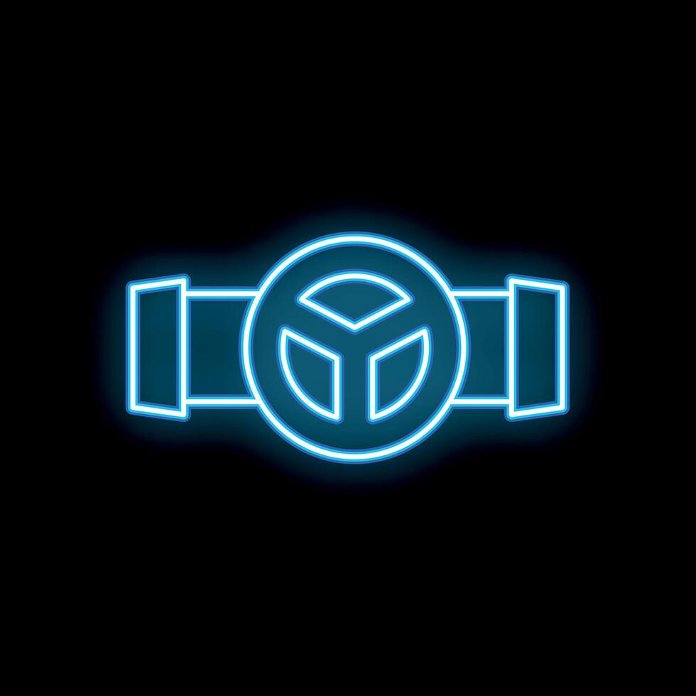Neon blue water valve glowing on dark background vector