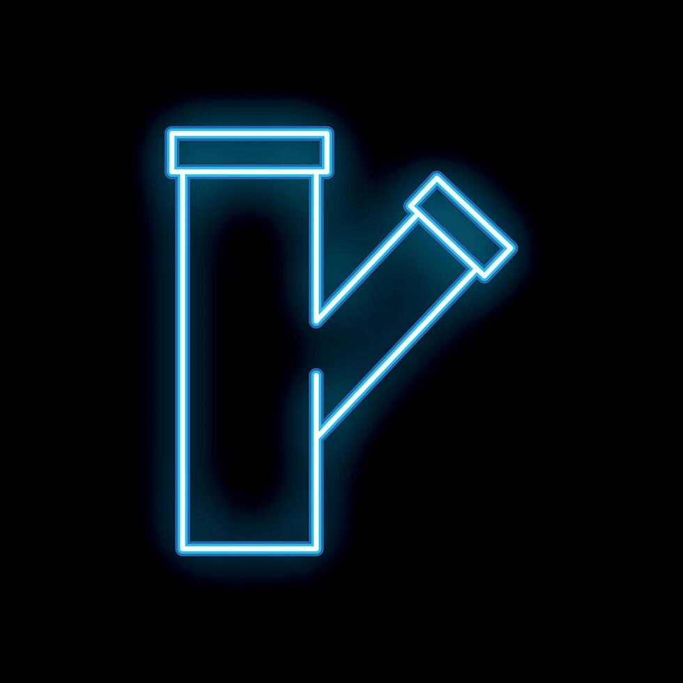 Blue neon pipe fitting glowing on a black background vector