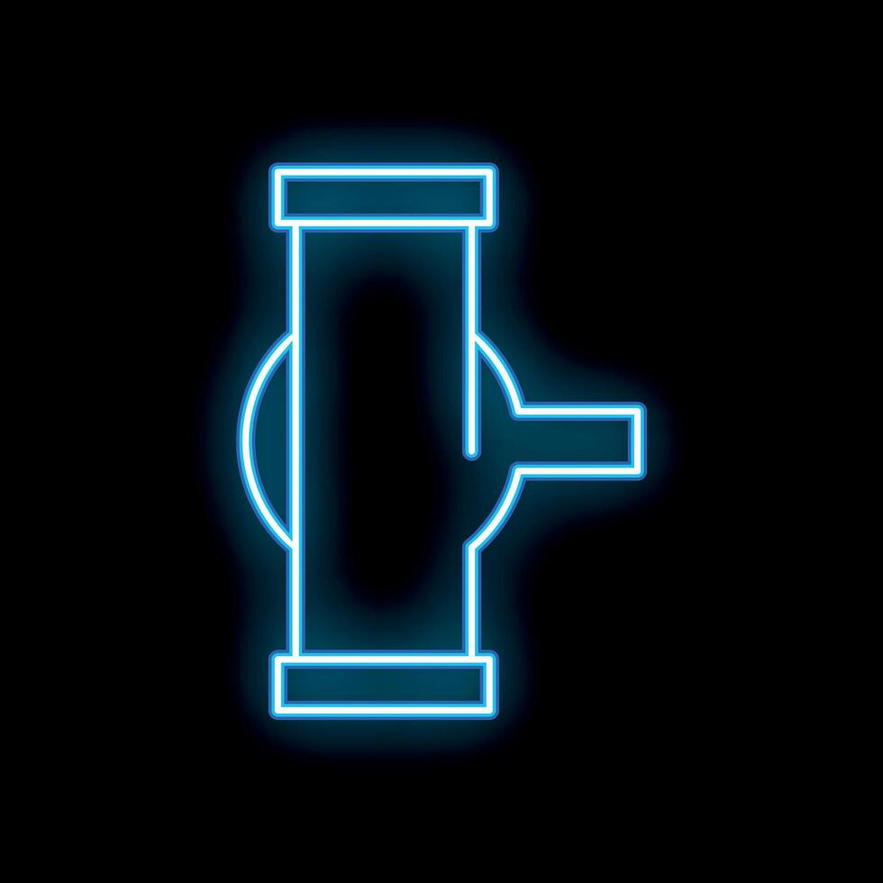 Glowing neon line representing an industry metallic pipe on black background vector