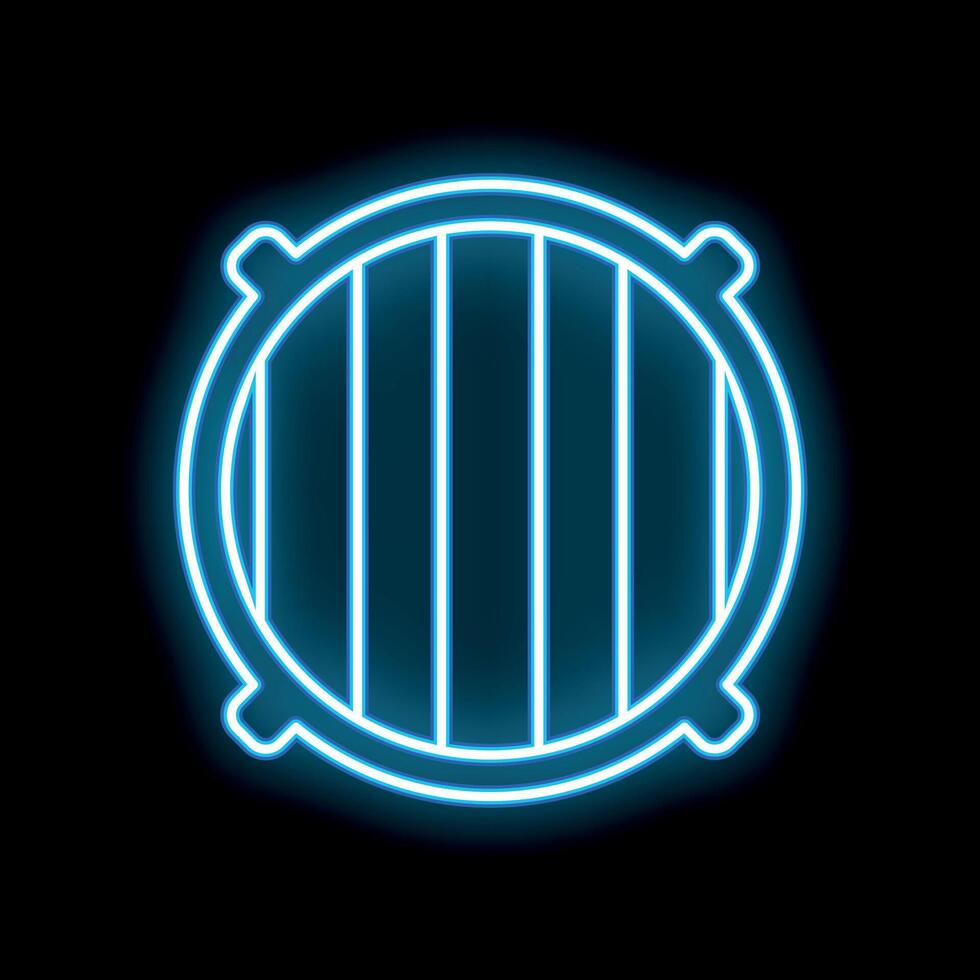 Glowing neon line round shield icon isolated on black background. Security, safety, protection, privacy concept. vector