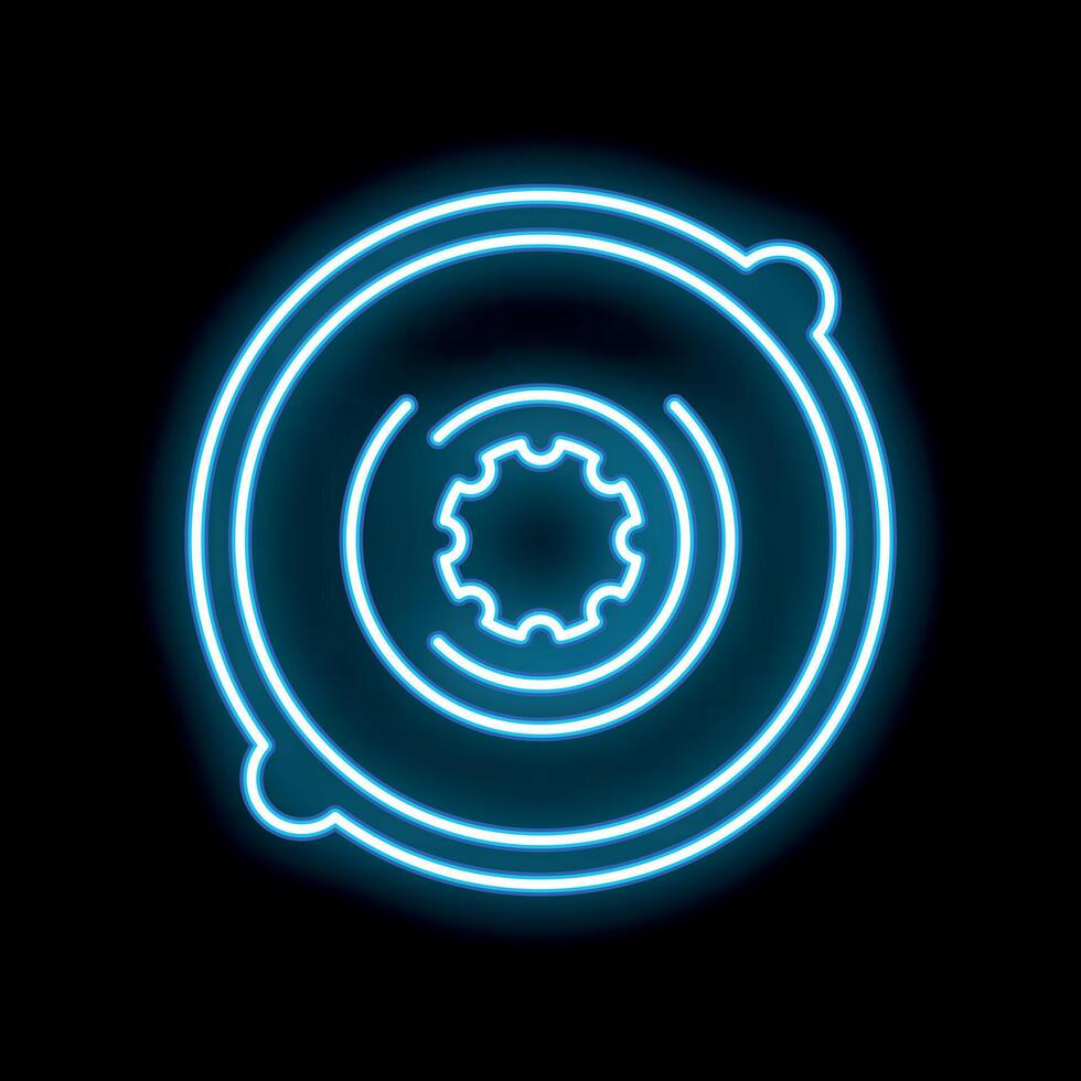 Bright blue neon circle is glowing on a black background vector