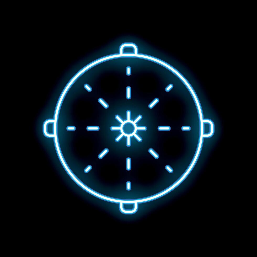 Neon blue clock shining in the dark vector