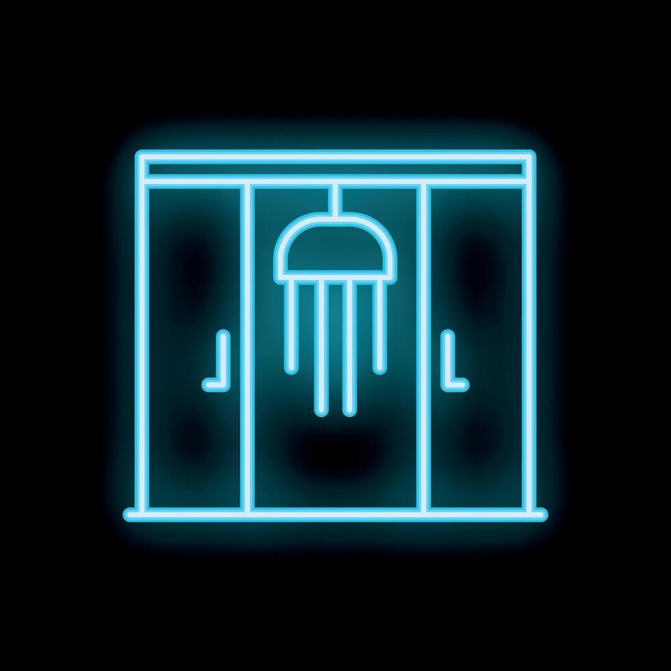 Neon blue wind chime hanging from a doorway vector