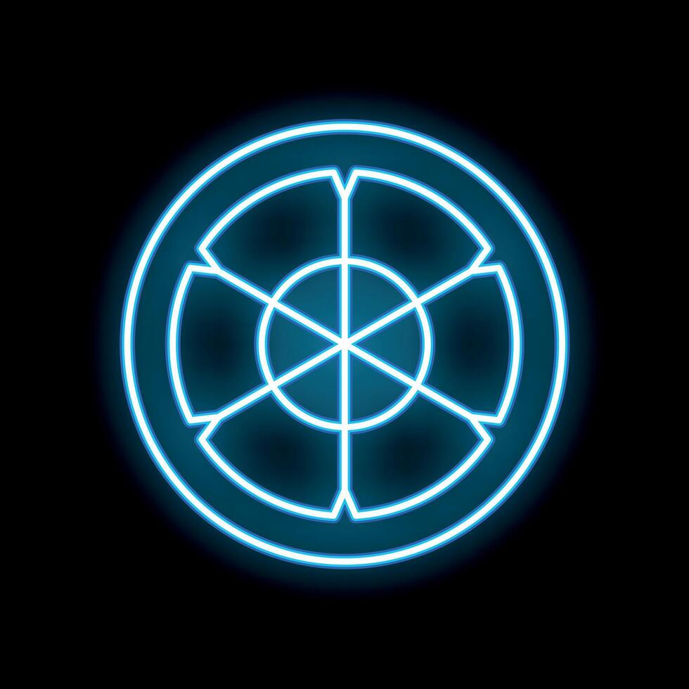 Blue neon circle glowing on a black background vector