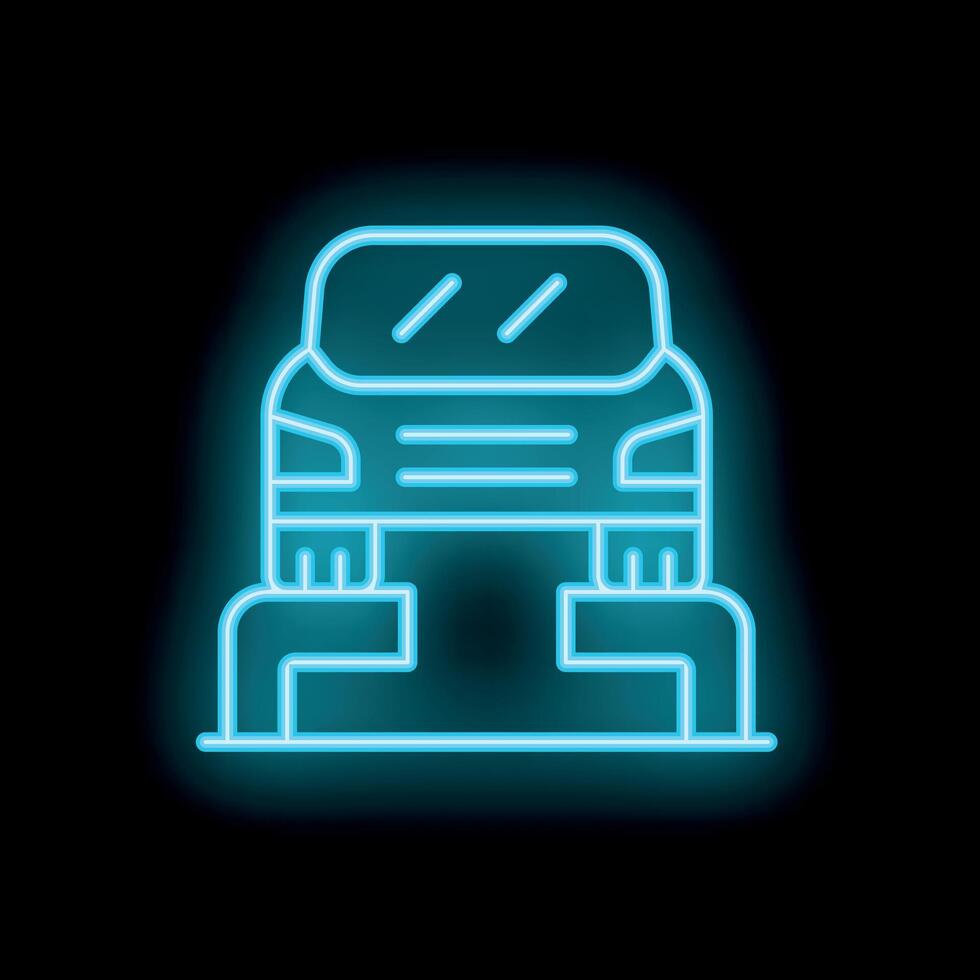 Neon sign representing car being lifted for repair in garage vector