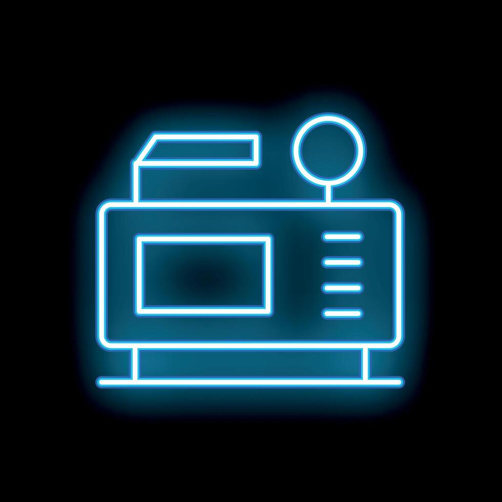 Blue neon sign of a power generator providing electricity on black background vector