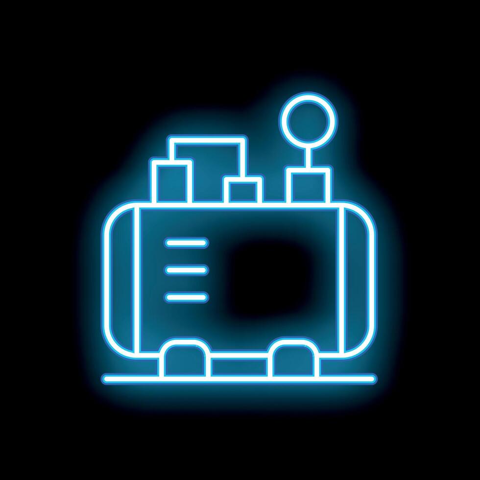 Neon blue transformer icon, energy power generation symbol vector