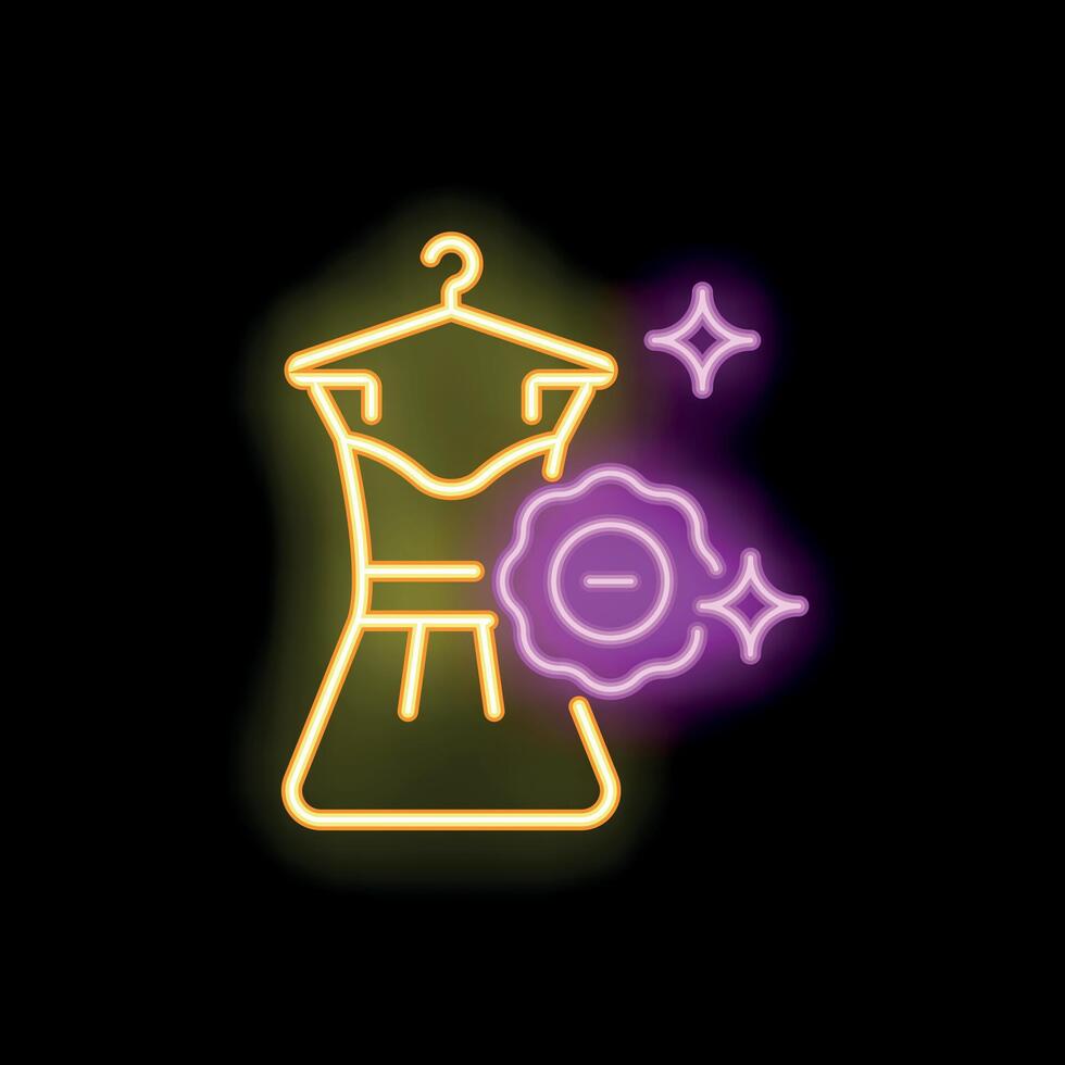 Neon sign showing a dress hanging and a minus sign representing losing weight vector